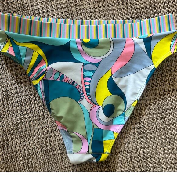 SHOW ME YOUR MUMU Bali Bottom Go Go Geo Pucci-style Blue Pink Print Stripe BandM - Picture 4 of 5